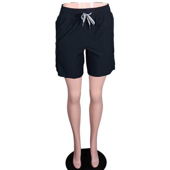 All In Motion 7" Cargo Shorts S Black Elastic Waist / Drawstring 5 Pockets - Picture 2 of 11